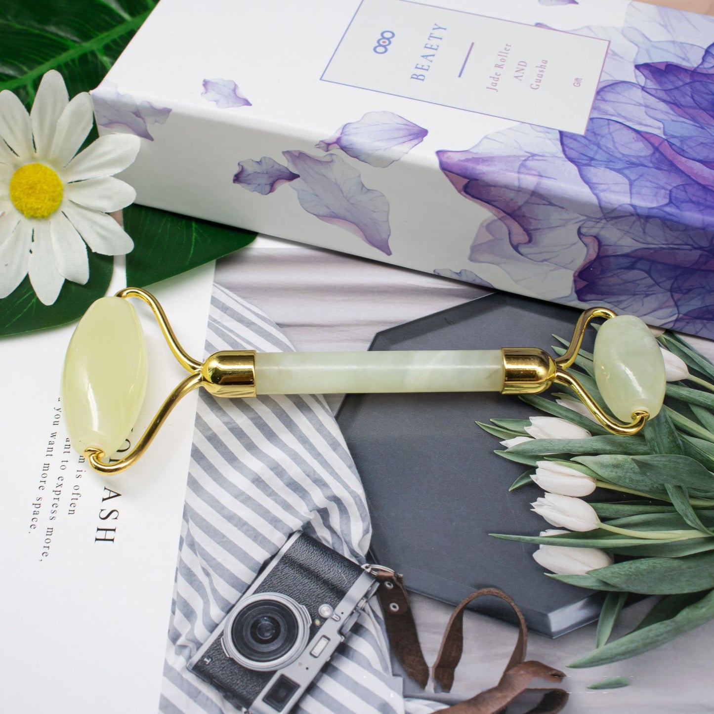 Noor Jade Facial Roller - Natural Green Jade Double-Head Massage Tool NOORLIFESTYLE