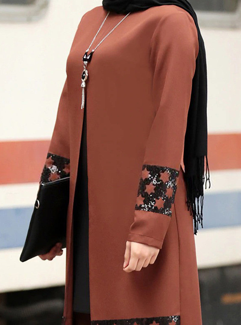 Noor Crimson Elegance Abaya - Premium Modest Suit NOORLIFESTYLE