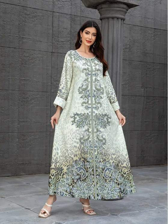 Noor Emerald Garden Abaya - Floral Embroidered Dress NOORLIFESTYLE