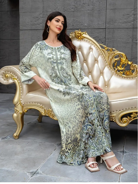 Noor Emerald Garden Abaya - Floral Embroidered Dress NOORLIFESTYLE