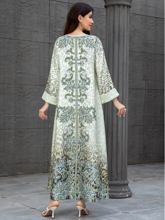 Noor Emerald Garden Abaya - Floral Embroidered Dress NOORLIFESTYLE